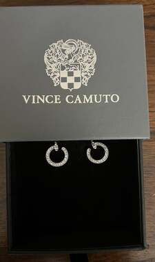 Vince Camuto Silver Tone Ayla Earrings with Clear Crystals